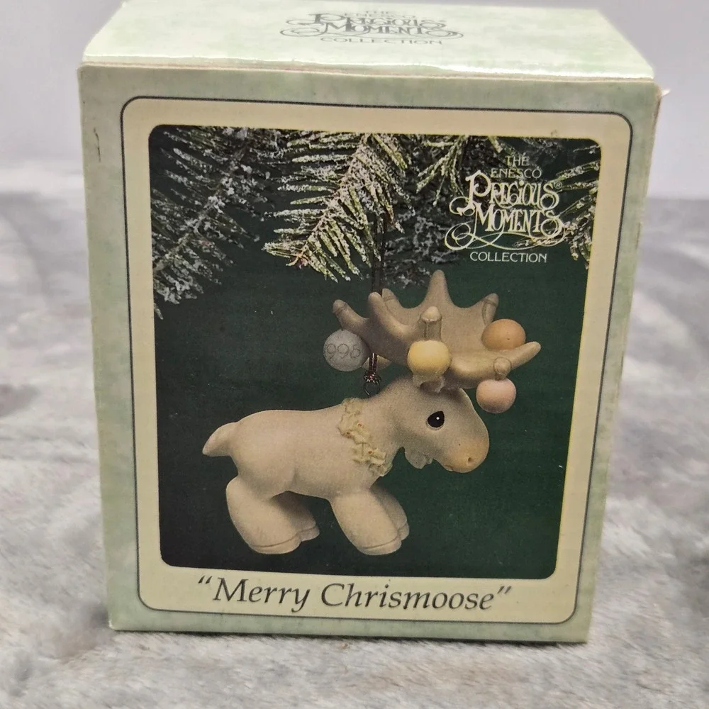 Precious Moments Merry Chrismoose Ornament 1998 Enesco Moose Figurine 455857 Box